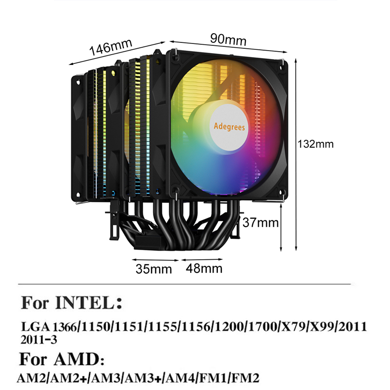 RGB CPU Cooler AM4 6 Heat Pipe - đánh giá và giá Air Cooler Cpu